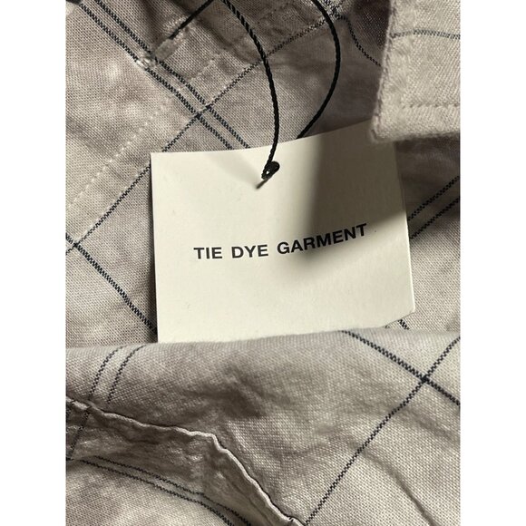 Zara Gray Tie Dye Long Sleeve Button Up Shirt Mens M Check Pattern Cotton - Picture 6 of 7